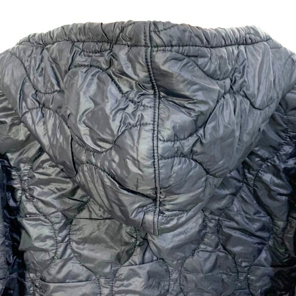 Hudson Outwear Puffer Jacket Embroidered Shark Mouth Squad Hood Zip Black Size L - Picture 9 of 12